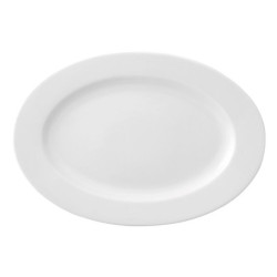 Flat plate Ariane Prime Oval Ceramic White (22 x 20 cm) (12 Units)