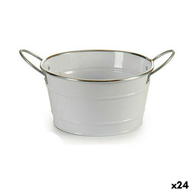 Planter Bucket White Silver Zinc 27,5 x 10,5 x 20 cm (24 Units)