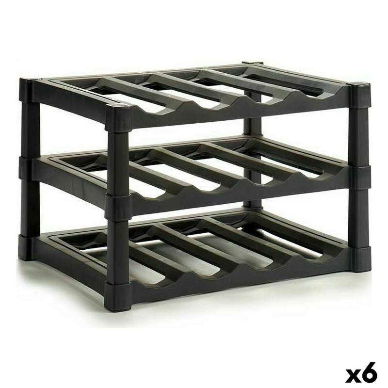 Bottle rack Black Plastic 39 x 30 x 28 cm (6 Units)