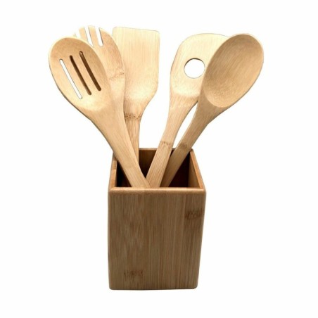 Pot for Kitchen Utensils Versa Bamboo 10 x 13,5 x 10 cm