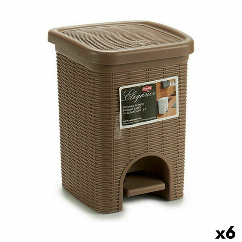 Pedal bin Stefanplast Elegance Black Beige Plastic 6 L 20,5 x 28 x 20,5 cm (6 Units)