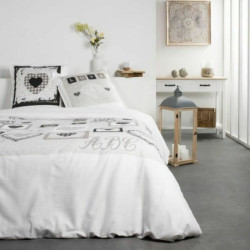 Bedding set TODAY Hearts White Double bed 240 x 260 cm