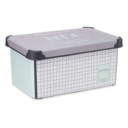 Storage Box with Lid Home Graph paper Grey Plastic 10 L 23,5 x 16,5 x 35 cm (12 Units)