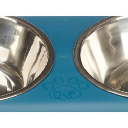 Cat Feeder Double Blue Metal 35 x 7,5 x 19 cm (12 Units)