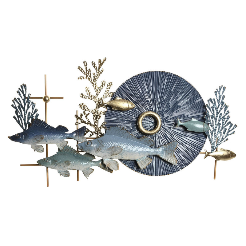 Wall Decoration Home ESPRIT Blue Golden Mediterranean Fish 93 x 6 x 51,5 cm