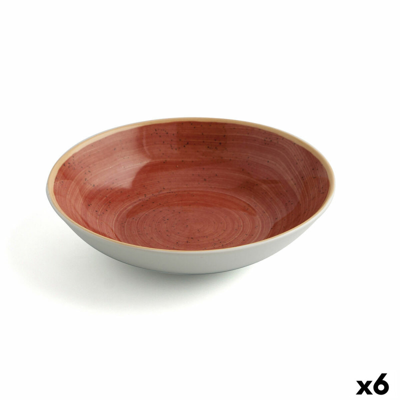 Deep Plate Ariane Terra Ceramic Red (Ø 21 cm) (6 Units)