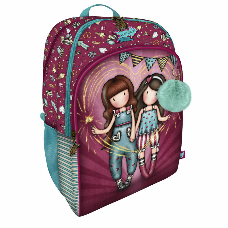 School Bag Gorjuss Fireworks Maroon (34.5 x 43.5 x 22 cm)