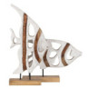 Sculpture White Beige Mango wood 45,5 x 9 x 32,5 cm Fish