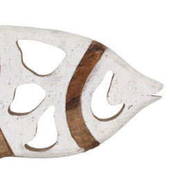 Sculpture White Beige Mango wood 45,5 x 9 x 32,5 cm Fish