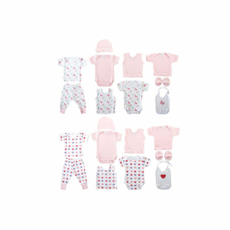 Set of clothes DKD Home Decor White Pink (2 Units) Cotton 0-6 Months