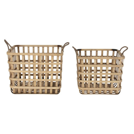 Basket set DKD Home Decor Brown Bamboo Tropical 36,5 x 36,5 x 35 cm