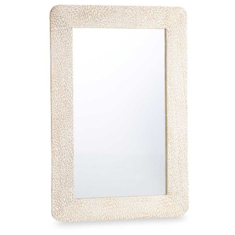 Wall mirror White Brown Mango wood Sheets 90 x 60 x 2 cm