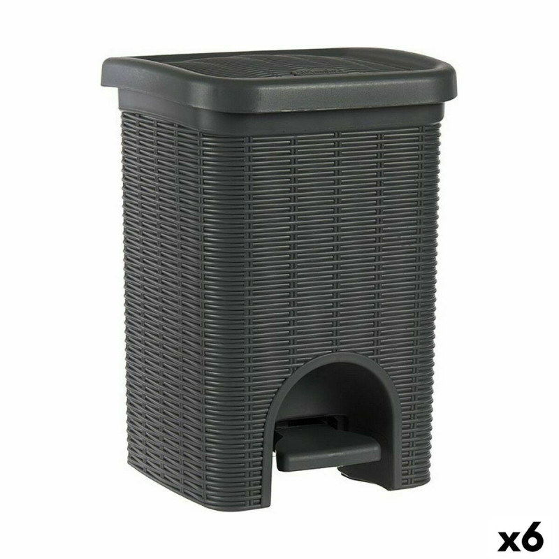 Pedal bin Stefanplast Elegance White Grey Plastic 6 L 20,5 x 28 x 20,5 cm (6 Units)