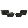 Storage boxes Home ESPRIT Black Fir wood 34 x 26 x 18 cm 4 Pieces