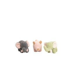 Fluffy toy Crochetts Bebe Green Grey Elephant Pig 30 x 13 x 8 cm 3 Pieces