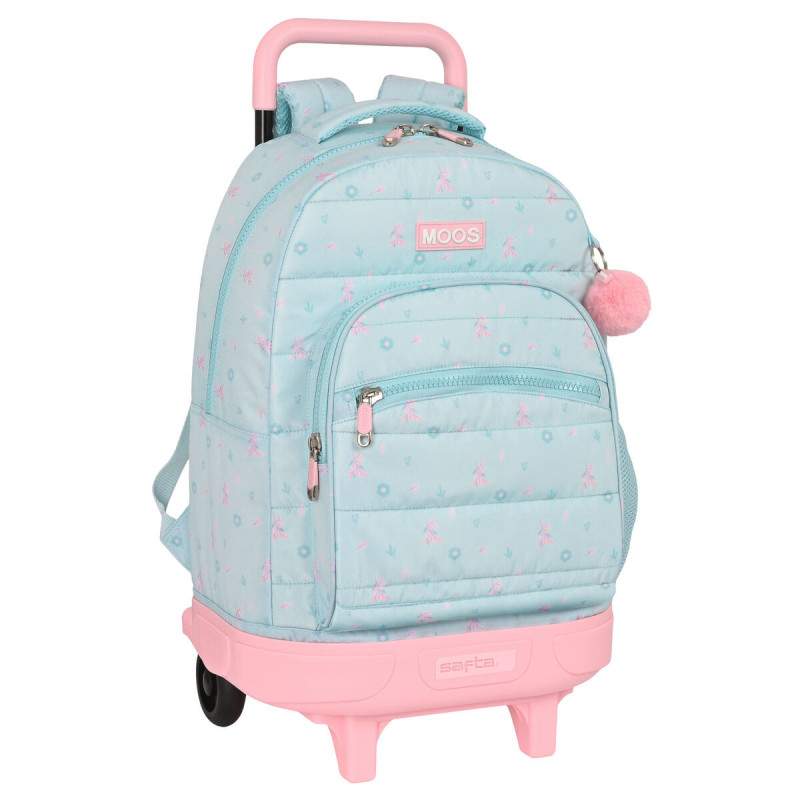 School Rucksack with Wheels Moos Garden Turquoise 33 X 45 X 22 cm