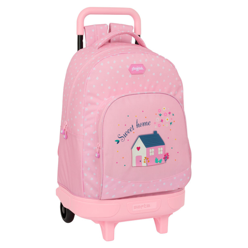 School Rucksack with Wheels Glow Lab Sweet home Pink 33 X 45 X 22 cm