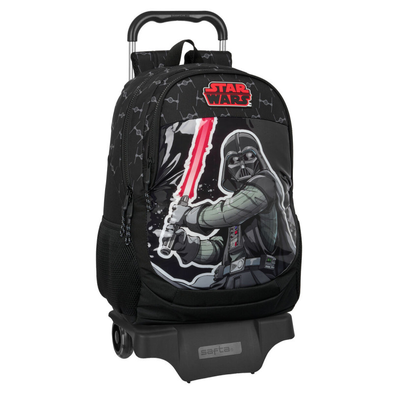 School Rucksack with Wheels Star Wars The fighter Black 32 x 44 x 16 cm