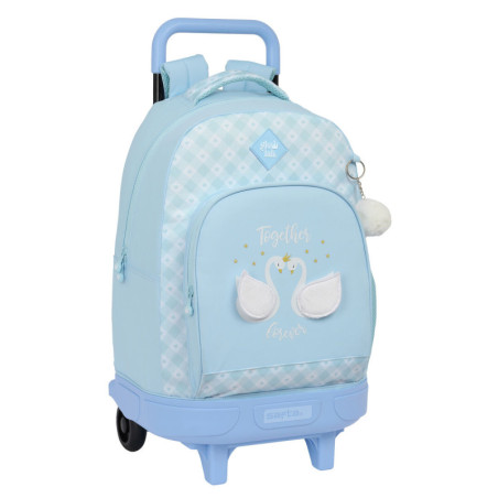 School Rucksack with Wheels Glow Lab Cisnes Blue 33 X 45 X 22 cm