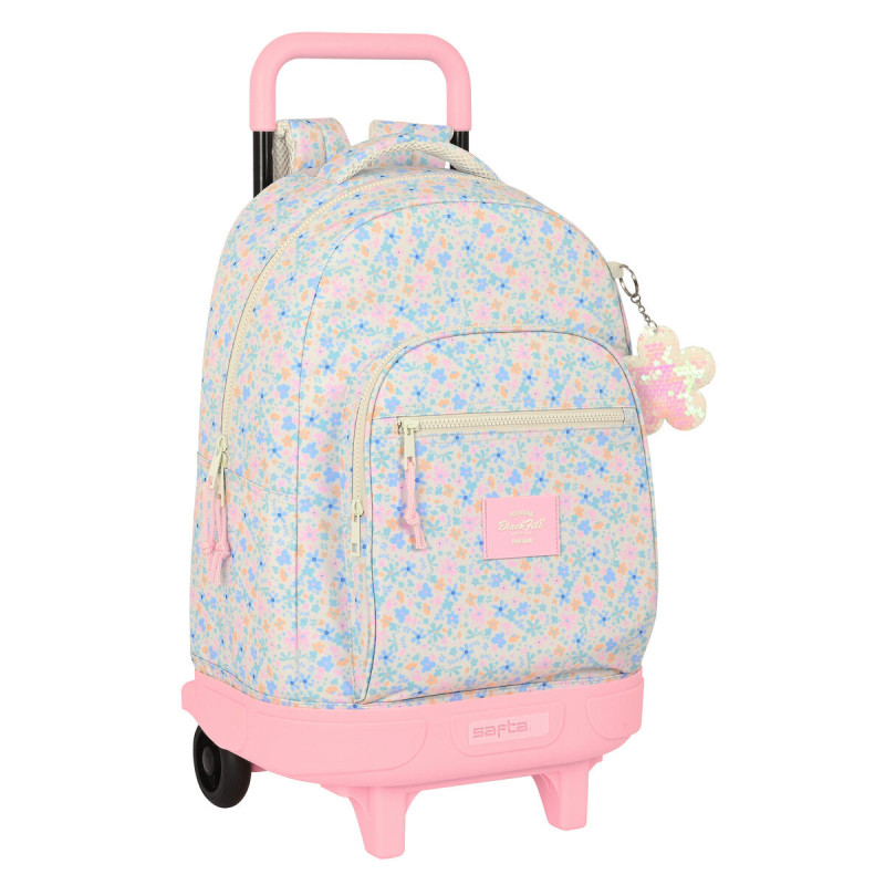 School Rucksack with Wheels BlackFit8 Blossom Multicolour 33 X 45 X 22 cm