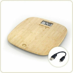 Digital Bathroom Scales Little Balance Green Power USB Energy Bamboo 30 x 30 cm