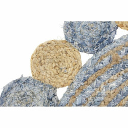 Carpet DKD Home Decor 120 x 120 x 1 cm Blue Cotton Multicolour Indian Man Jute