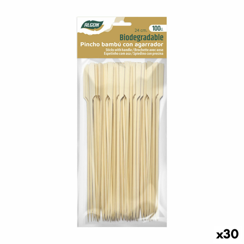 Bamboo toothpicks Algon 24 cm Set 100 Pieces (30 Units)