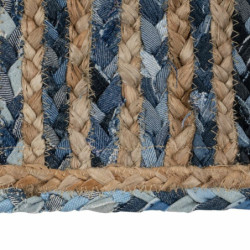 Carpet Natural Blue Cotton Jute 170 x 70 cm