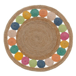 Carpet 120 x 120 x 0,9 cm Multicolour Jute