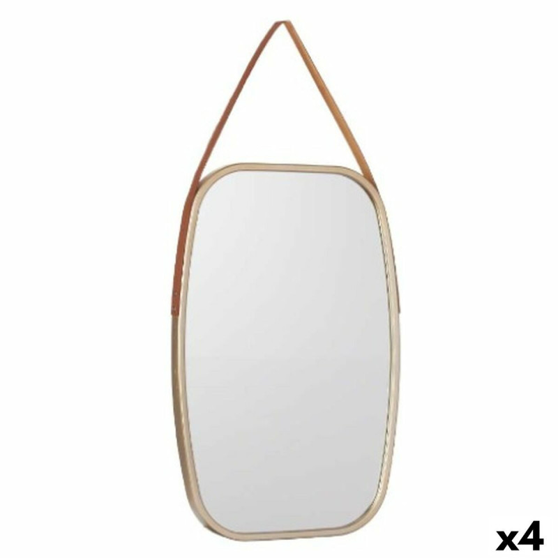 Wall mirror Brown champagne Crystal Polyskin 43 x 65 x 3 cm (4 Units)