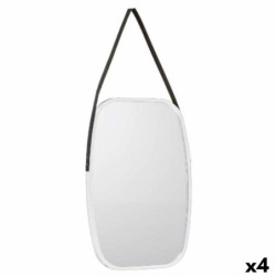 Wall mirror White Black Crystal Polyskin 43 x 65 x 3 cm (4 Units)