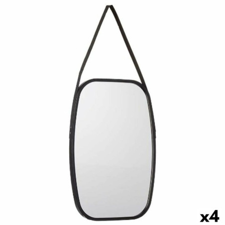 Wall mirror Black Crystal Polyskin 43 x 65 x 3 cm (4 Units)