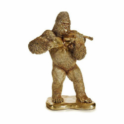 Decorative Figure Gorilla Violin Golden 16 x 40 x 30 cm (3 Units)