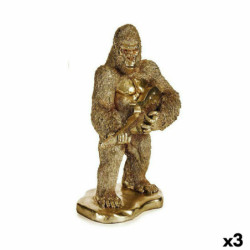 Decorative Figure Gorilla Guitar Golden 16 x 39 x 27 cm (3 Units)