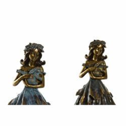 Decorative Figure DKD Home Decor 17 x 12,5 x 29,5 cm Lady Blue Copper Resin