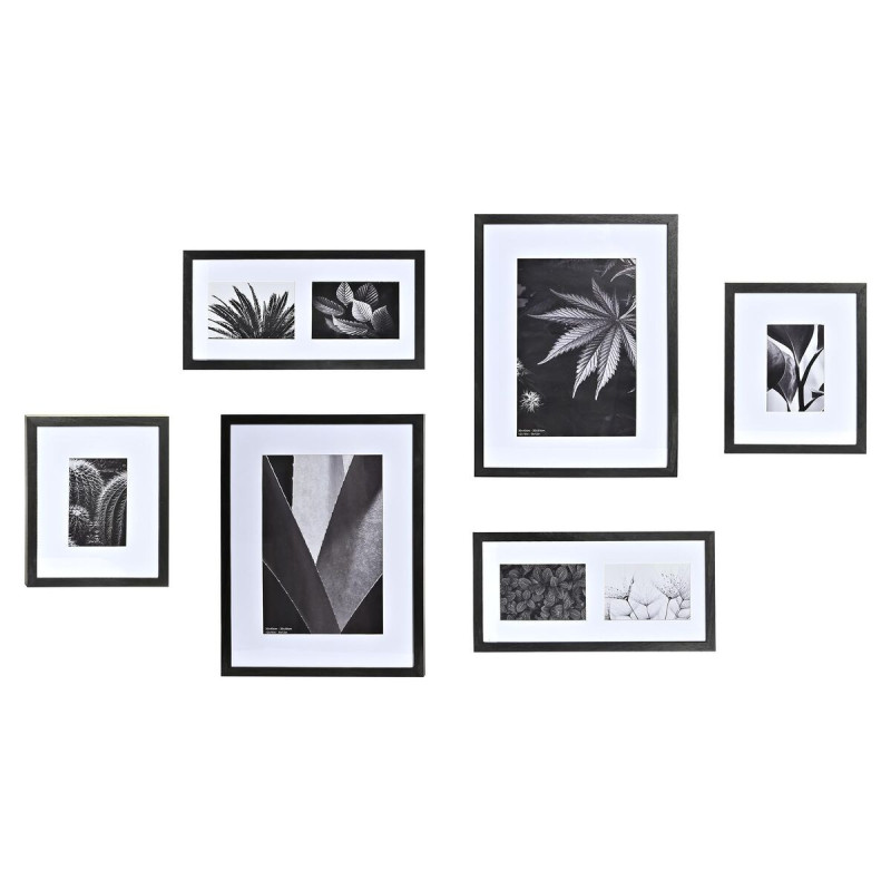 Photo frame DKD Home Decor 33 x 2 x 45 cm Crystal Black White/Black MDF Wood (6 Pieces)