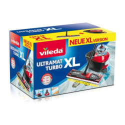 Mop with Bucket Vileda Ultramat Turbo XL Black Red Microfibre