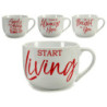 Cup Time Porcelain Red White 500 ml 24 Units