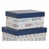 Set of Stackable Organising Boxes DKD Home Decor Navy White Navy Blue Cardboard (43,5 x 33,5 x 15,5 cm)