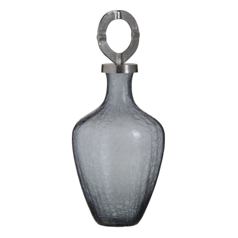 Vase Crystal Grey Metal Silver 23 x 23 x 47 cm