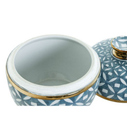 Tibor Home ESPRIT Blue Golden Aluminium Porcelain 18,5 x 18,5 x 20 cm