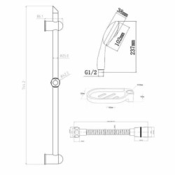 Shower Column Rousseau Stainless steel 2 m 3 Positions 60 cm