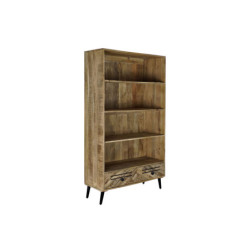 Shelves DKD Home Decor Black Metal Dark brown Mango wood 100 x 40 x 180 cm