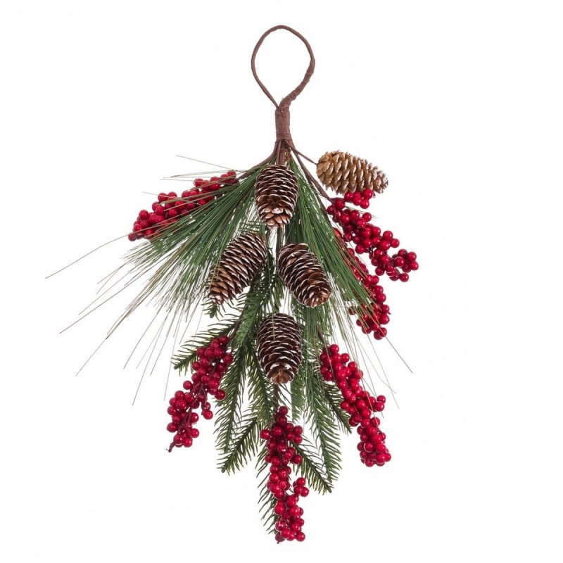 Door Hanger Christmas Red Green Natural Plastic Pineapples 42 cm