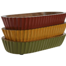 Centerpiece Home ESPRIT Yellow Green Coral 32 x 15 x 5 cm (3 Units)