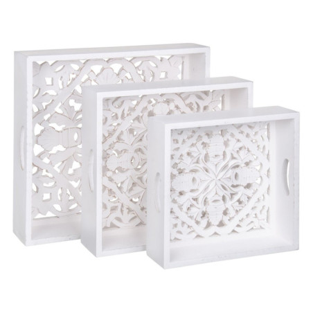 Snack tray 39 x 39 x 9 cm White 3 Pieces DMF