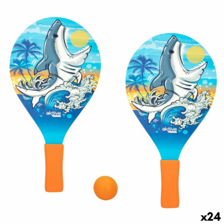 Beach Spades with Ball Aktive Shark 19,5 x 38 cm (24 Units)