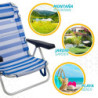 Beach Chair Aktive Foldable Cushion White Blue 48 x 84 x 46 cm (2 Units)