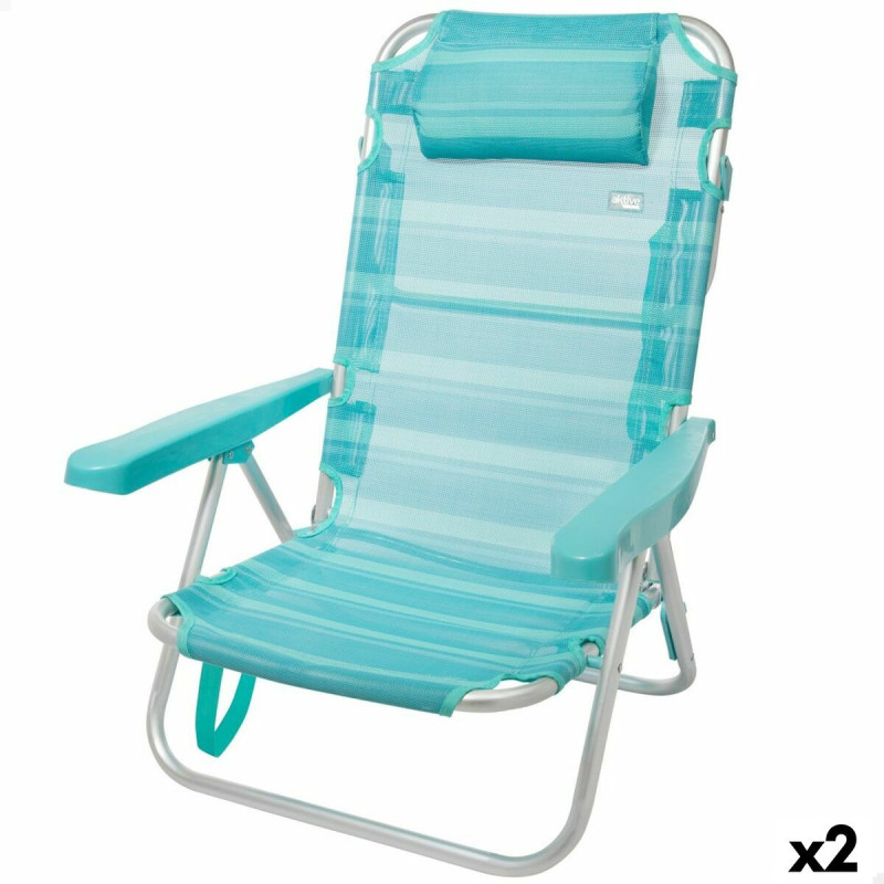 Beach Chair Aktive Foldable Turquoise 48 x 84 x 46 cm (2 Units)