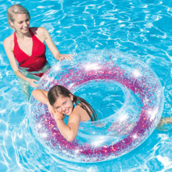 Inflatable Floating Doughnut Intex Transparent Glitter Ø 119 cm (6 Units)